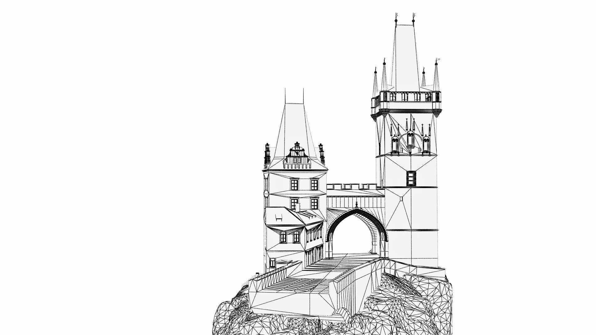 Two towers in Prague 3D print model_3