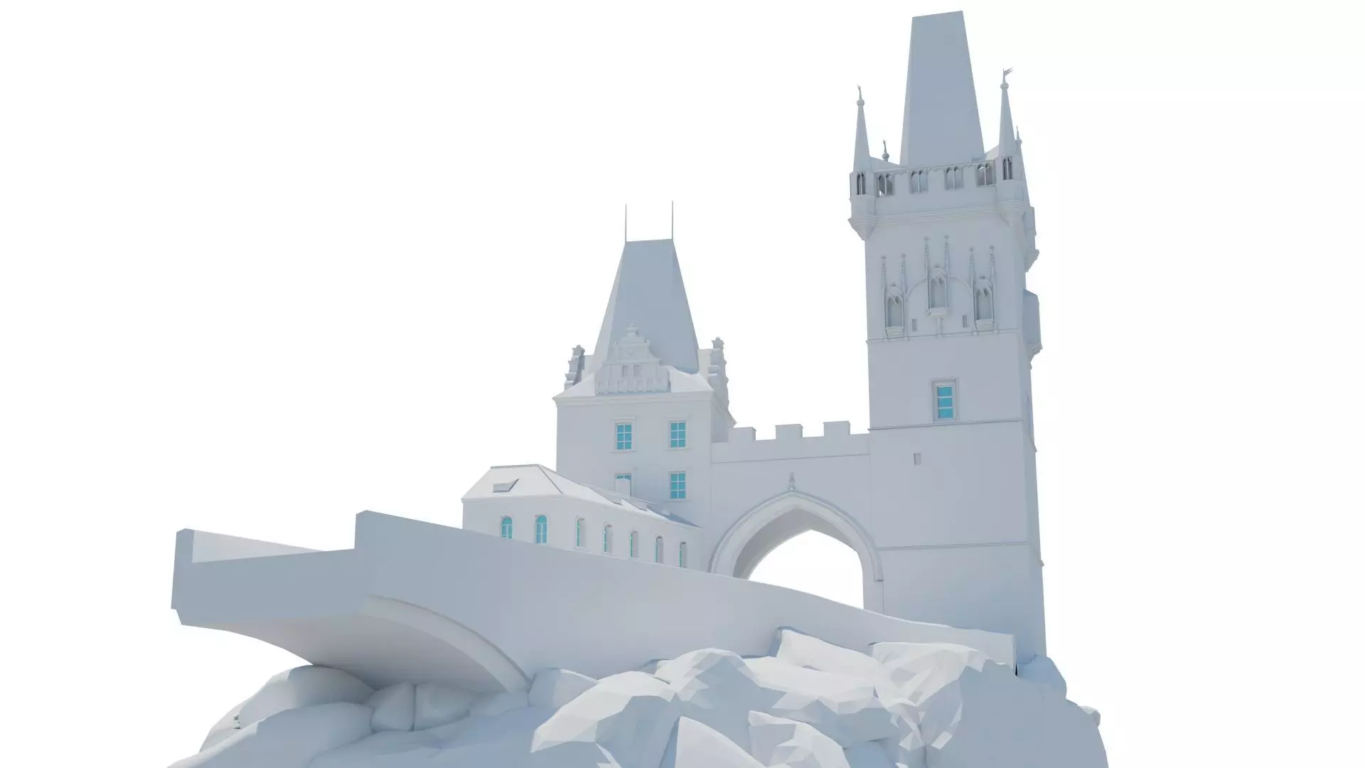 Two towers in Prague 3D print model_0
