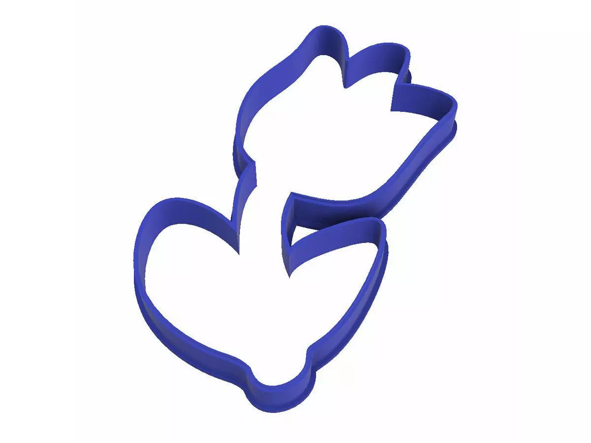 0137 Flower with leaves  cookie cutter  3D print model_0