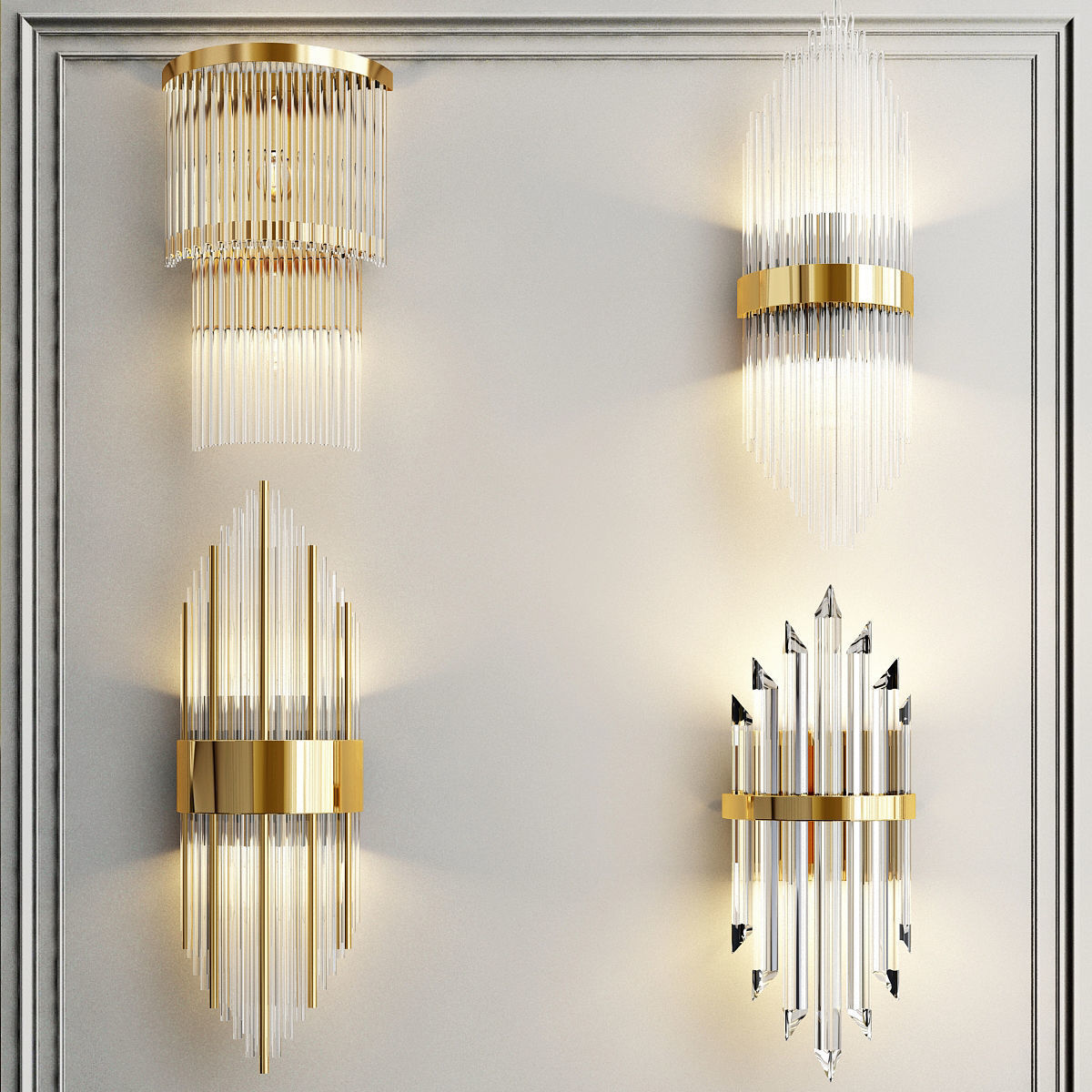 Collection of wall lamps 3D model_1