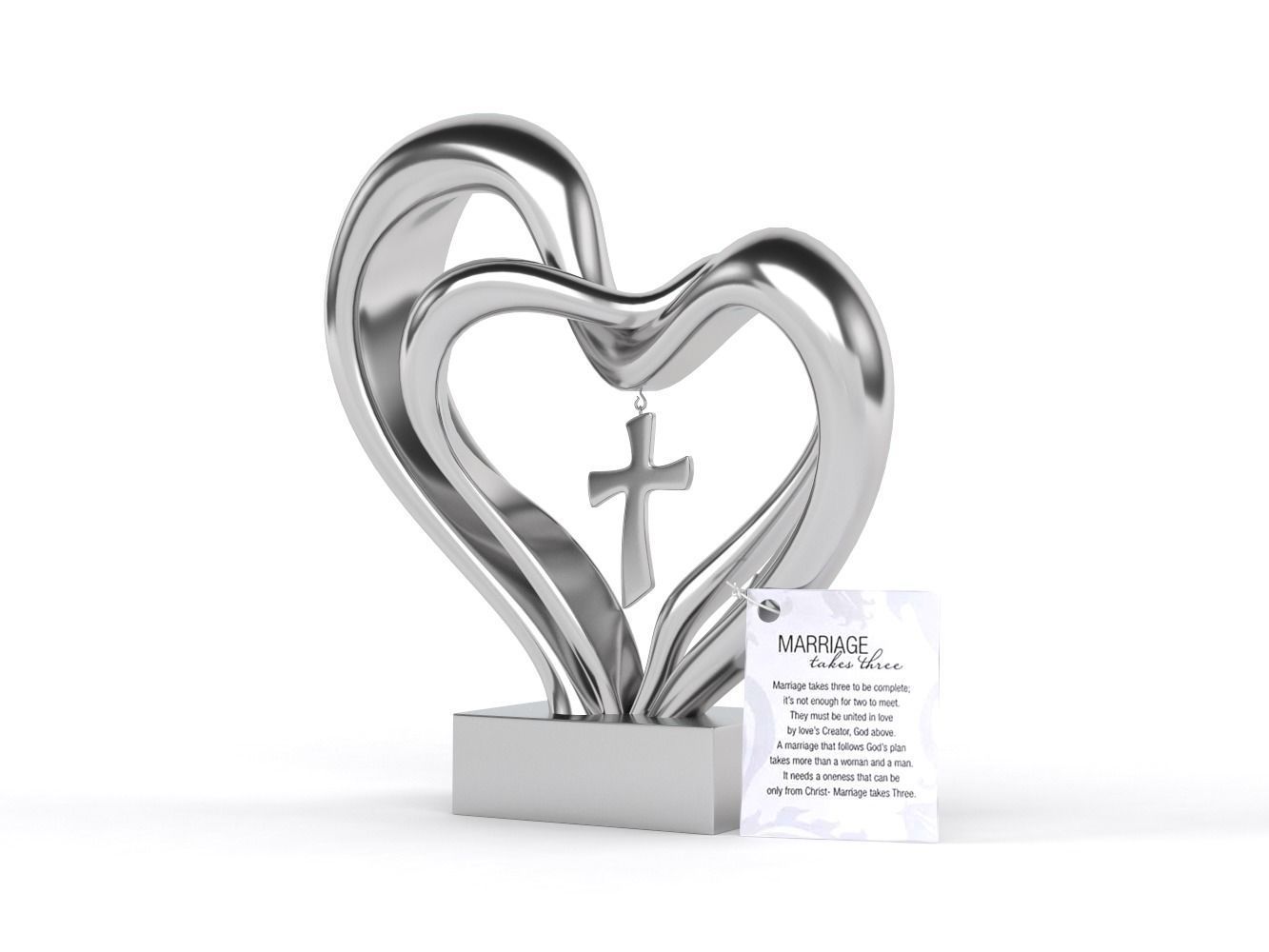 Double Heart Wedding Cross 3D model_4