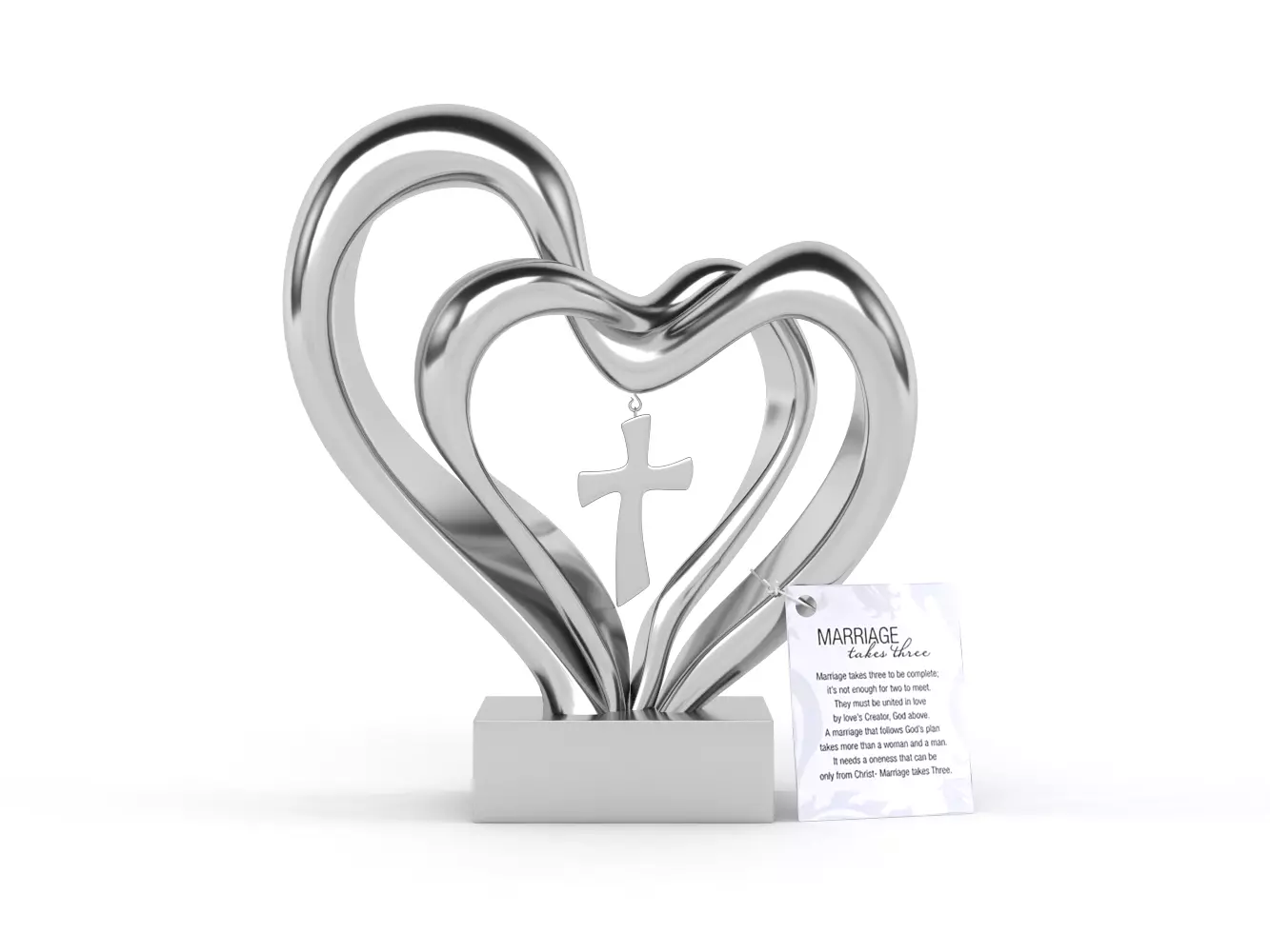 Double Heart Wedding Cross 3D model_0