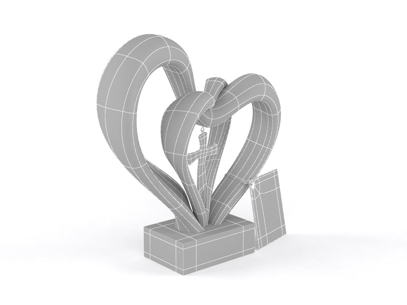 Double Heart Wedding Cross 3D model_6