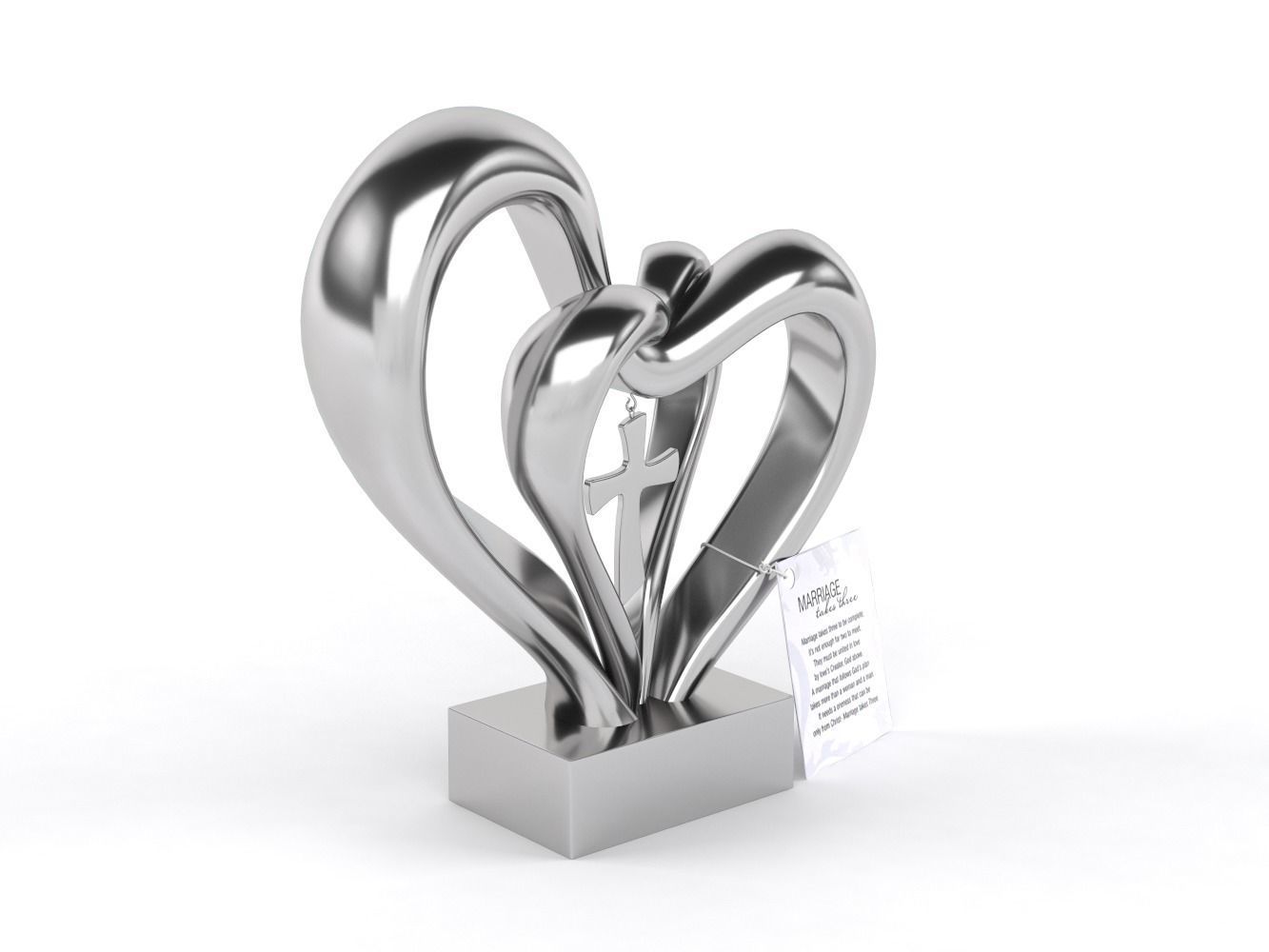 Double Heart Wedding Cross 3D model_1