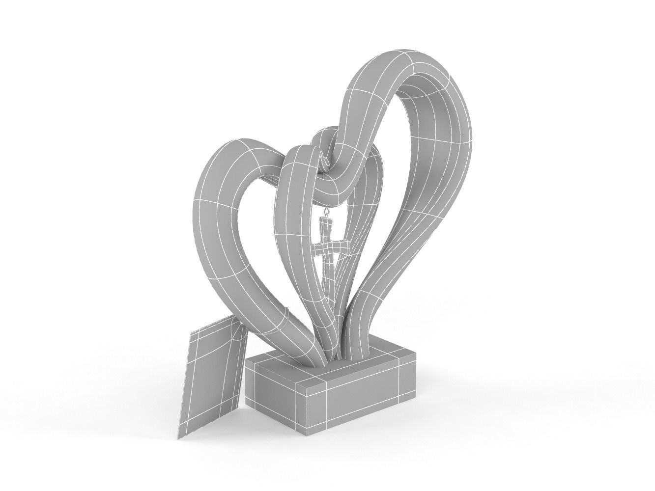 Double Heart Wedding Cross 3D model_8