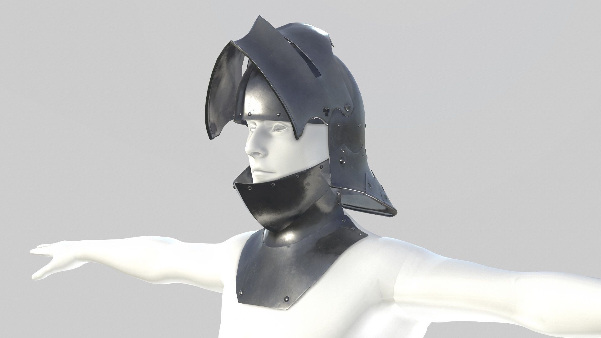 Medieval Sallet Helmet 02 Low-poly 3D model_15
