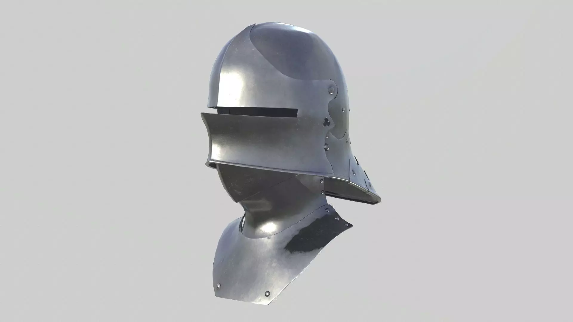 Medieval Sallet Helmet 02 Low-poly 3D model_0