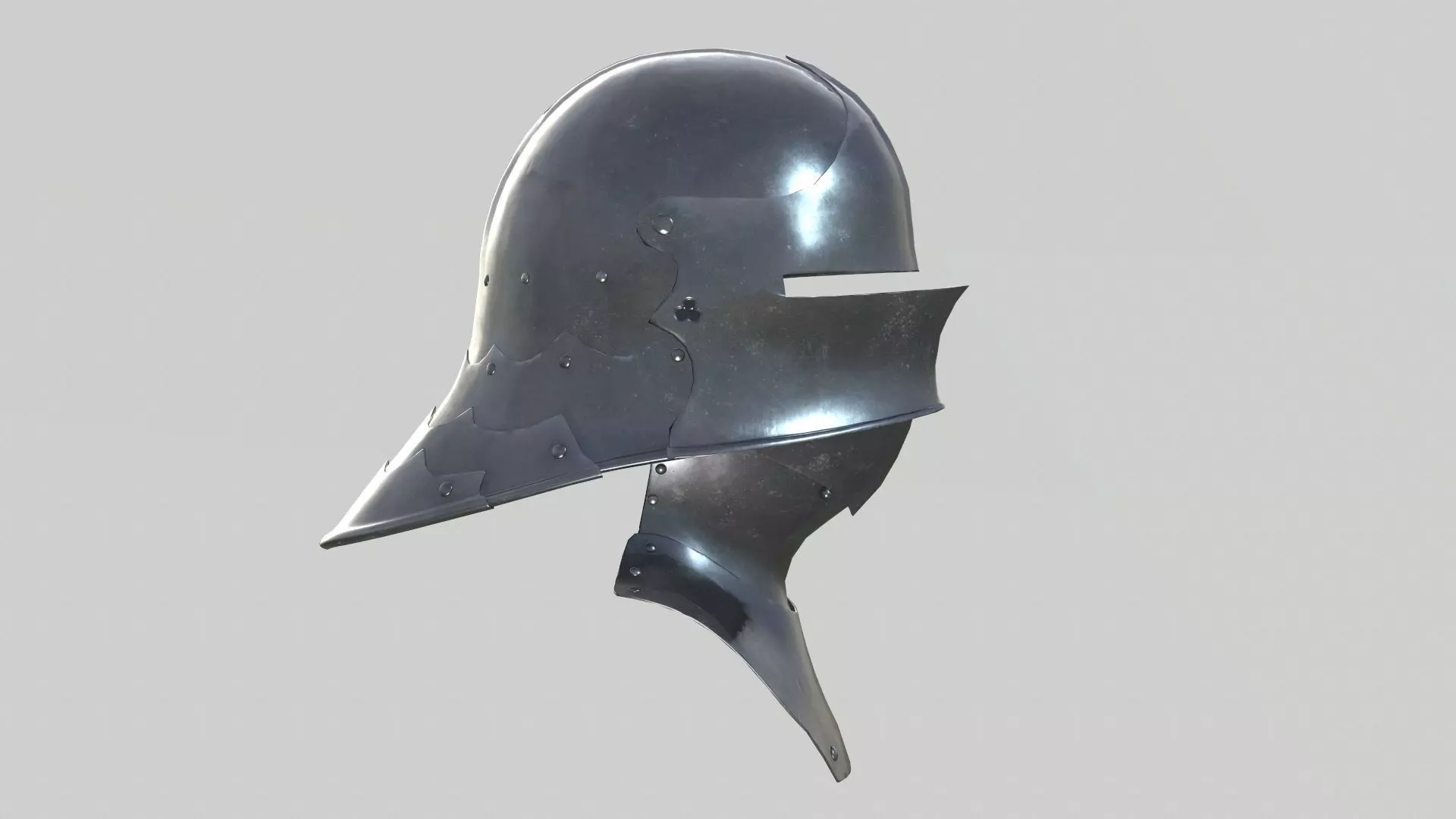 Medieval Sallet Helmet 02 Low-poly 3D model_2