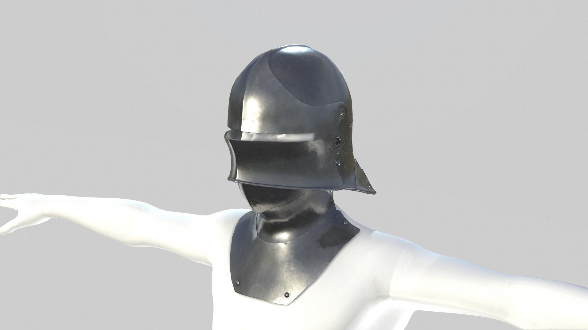 Medieval Sallet Helmet 02 Low-poly 3D model_12