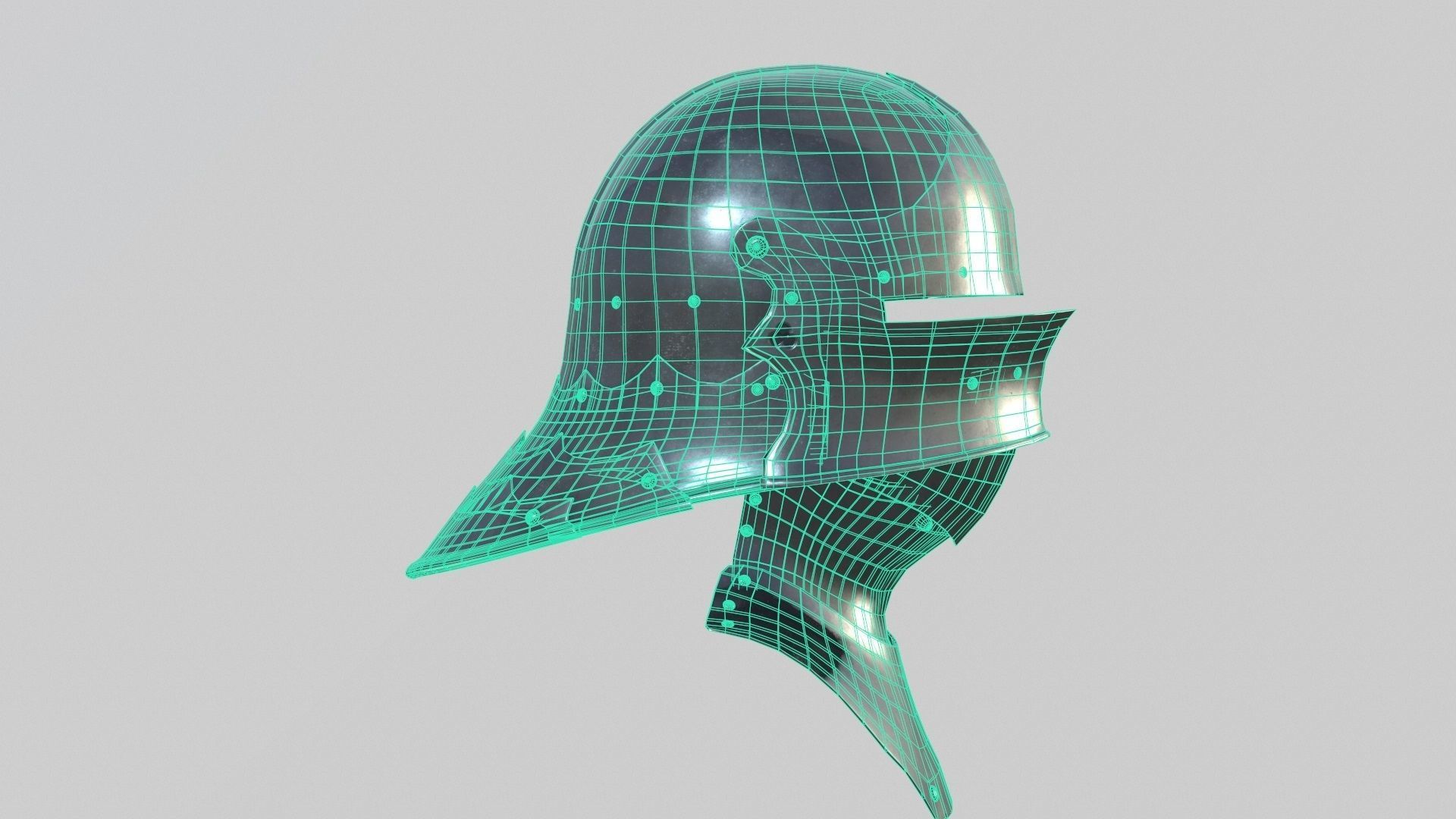 Medieval Sallet Helmet 02 Low-poly 3D model_20