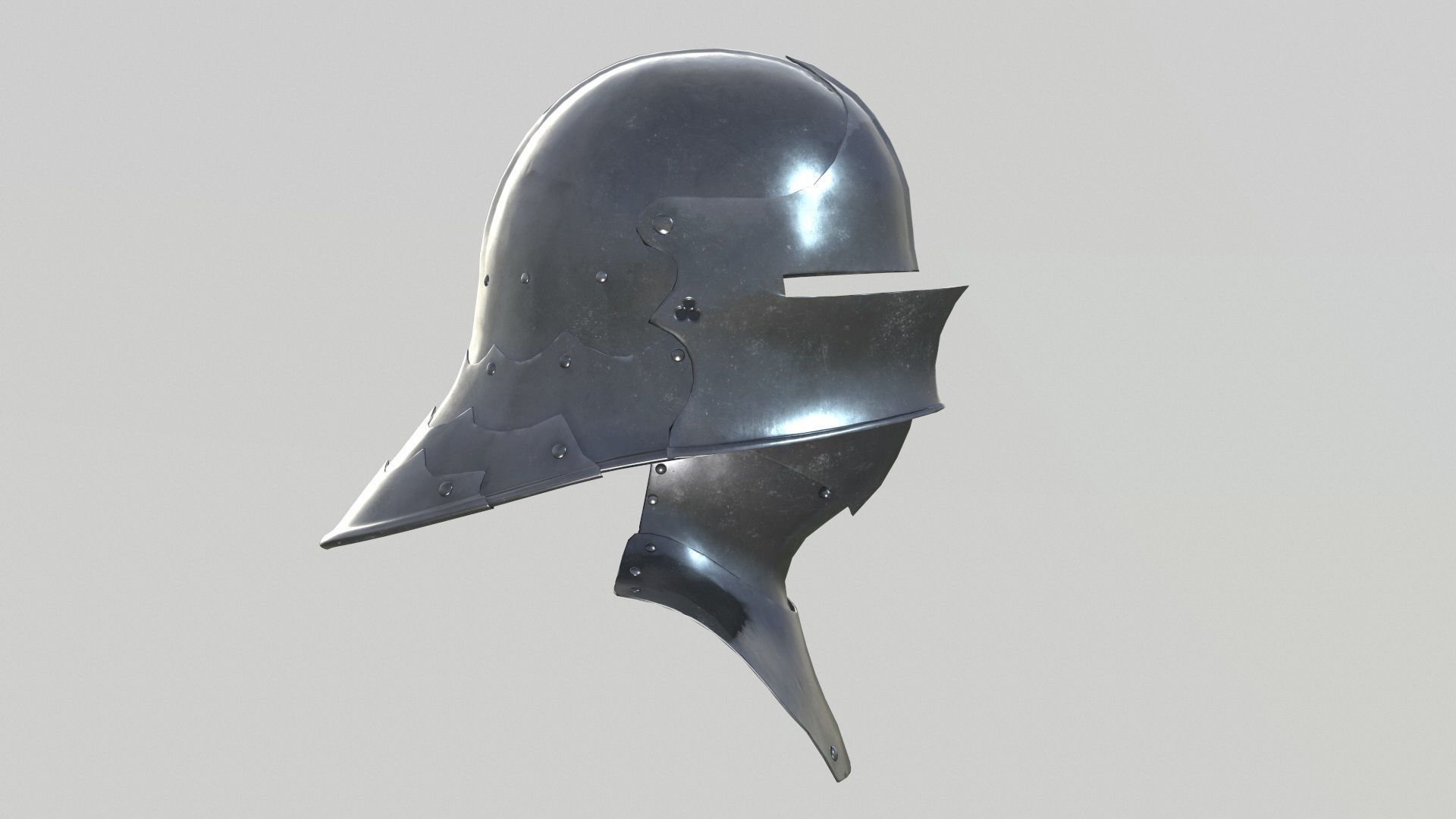Medieval Sallet Helmet 02 Low-poly 3D model_10