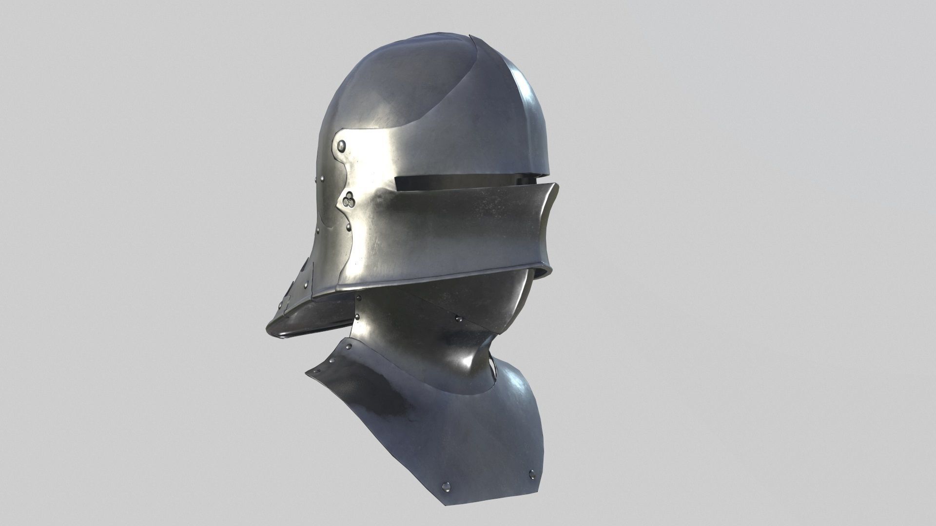 Medieval Sallet Helmet 02 Low-poly 3D model_11
