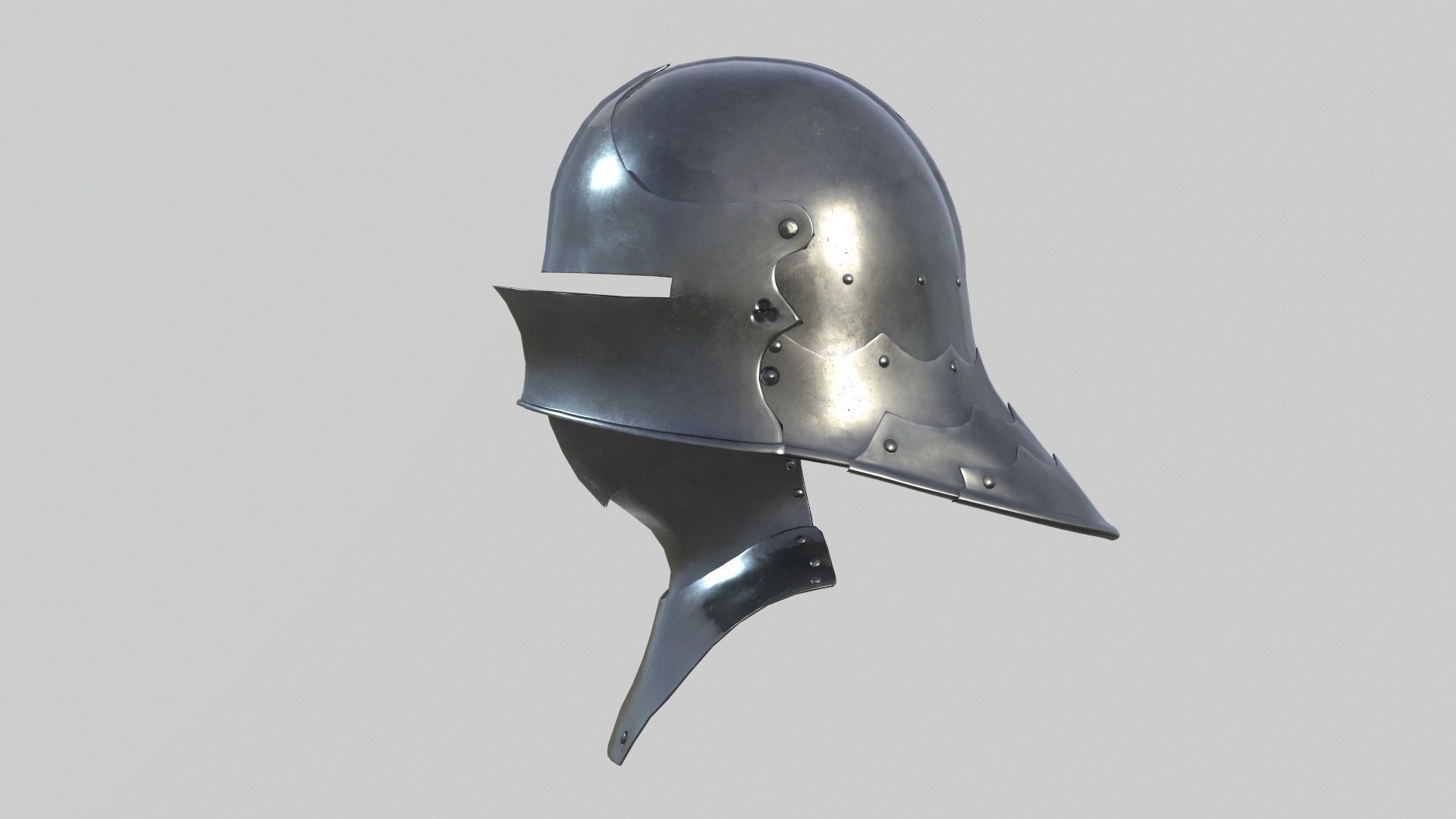 Medieval Sallet Helmet 02 Low-poly 3D model_8