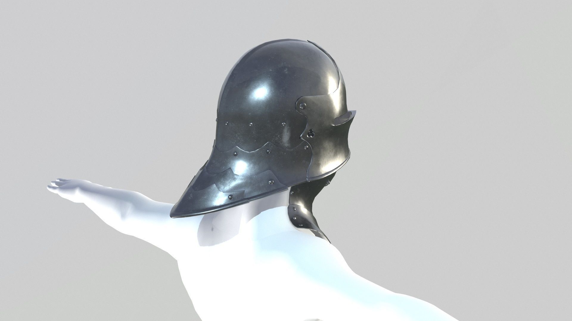 Medieval Sallet Helmet 02 Low-poly 3D model_13