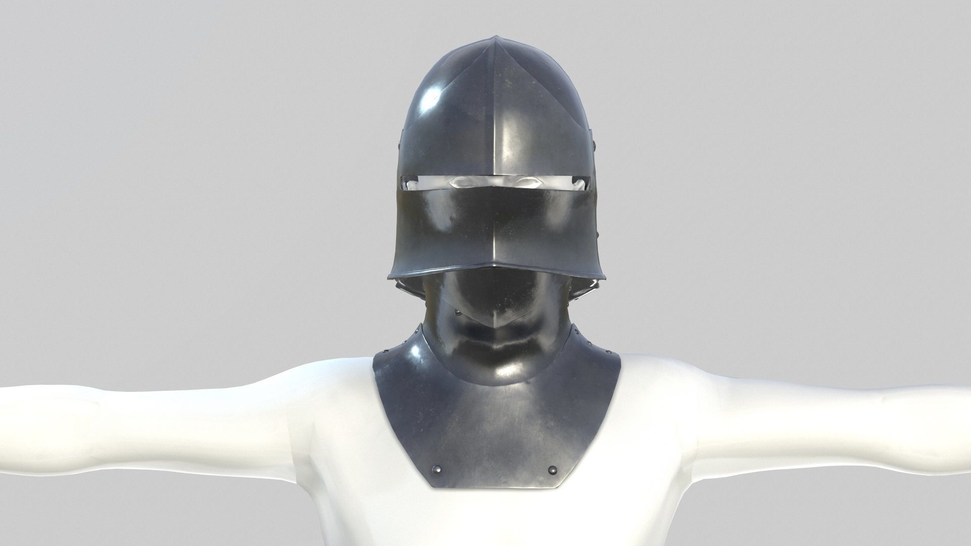 Medieval Sallet Helmet 02 Low-poly 3D model_17