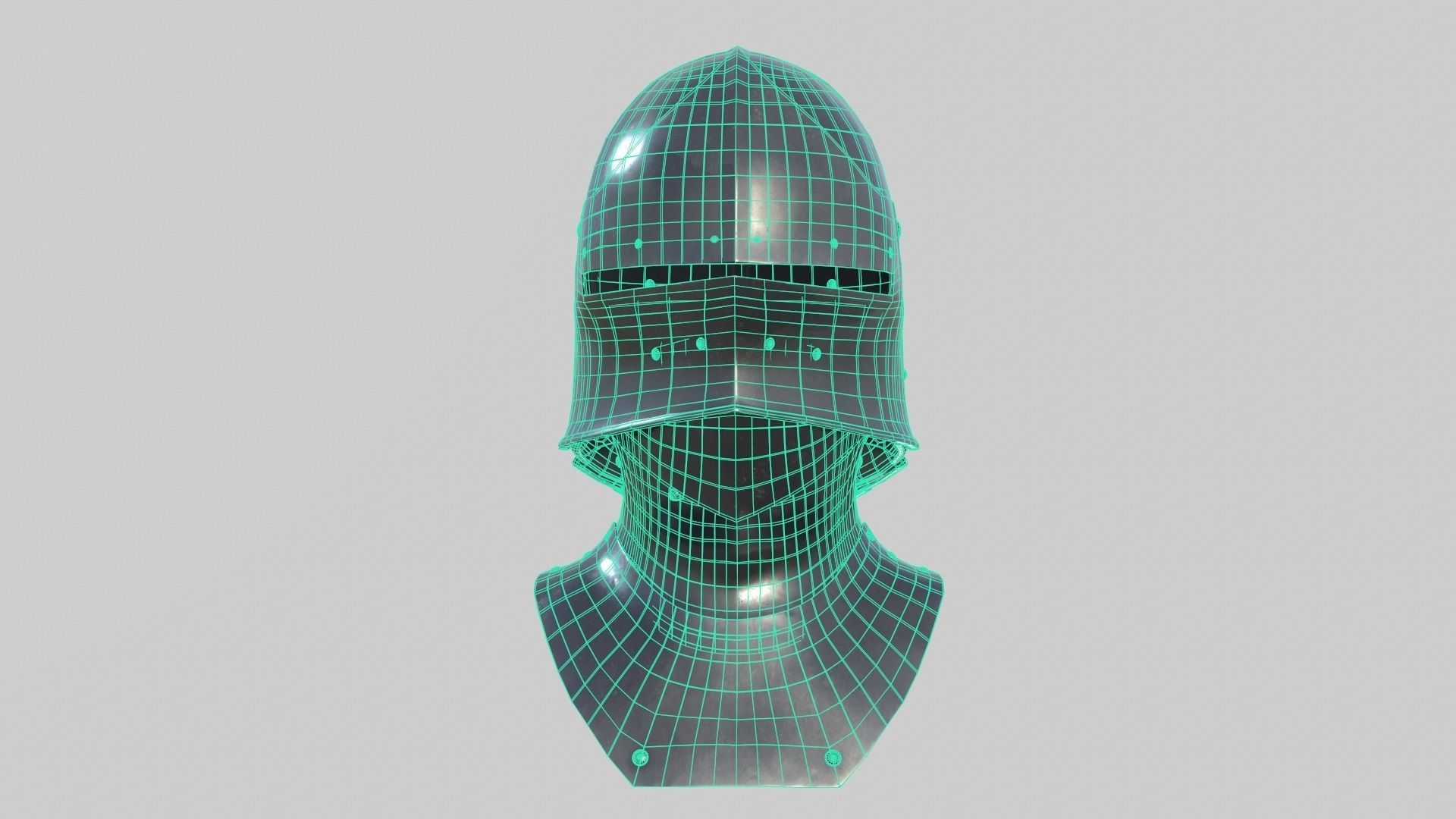 Medieval Sallet Helmet 02 Low-poly 3D model_18