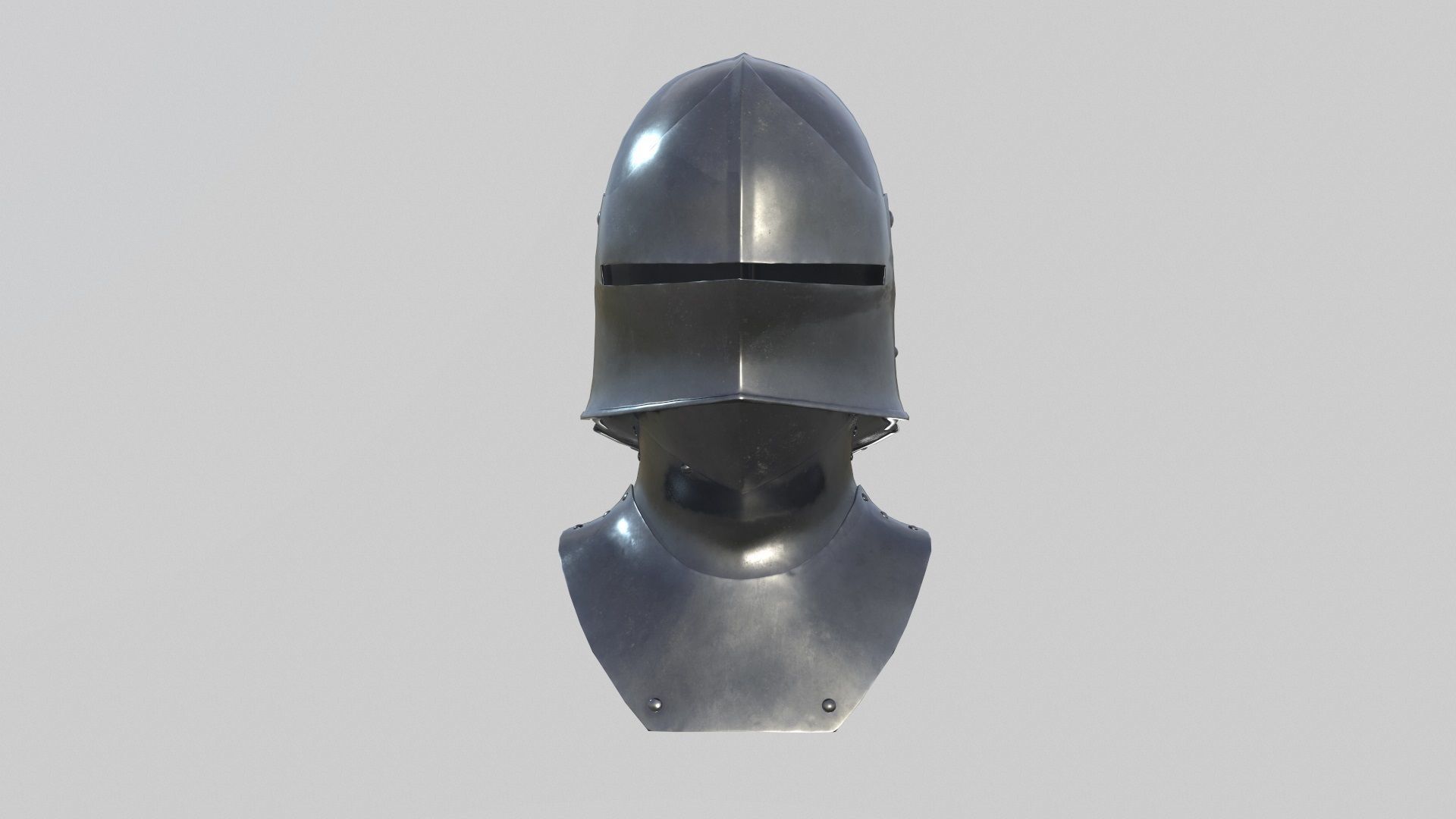 Medieval Sallet Helmet 02 Low-poly 3D model_7