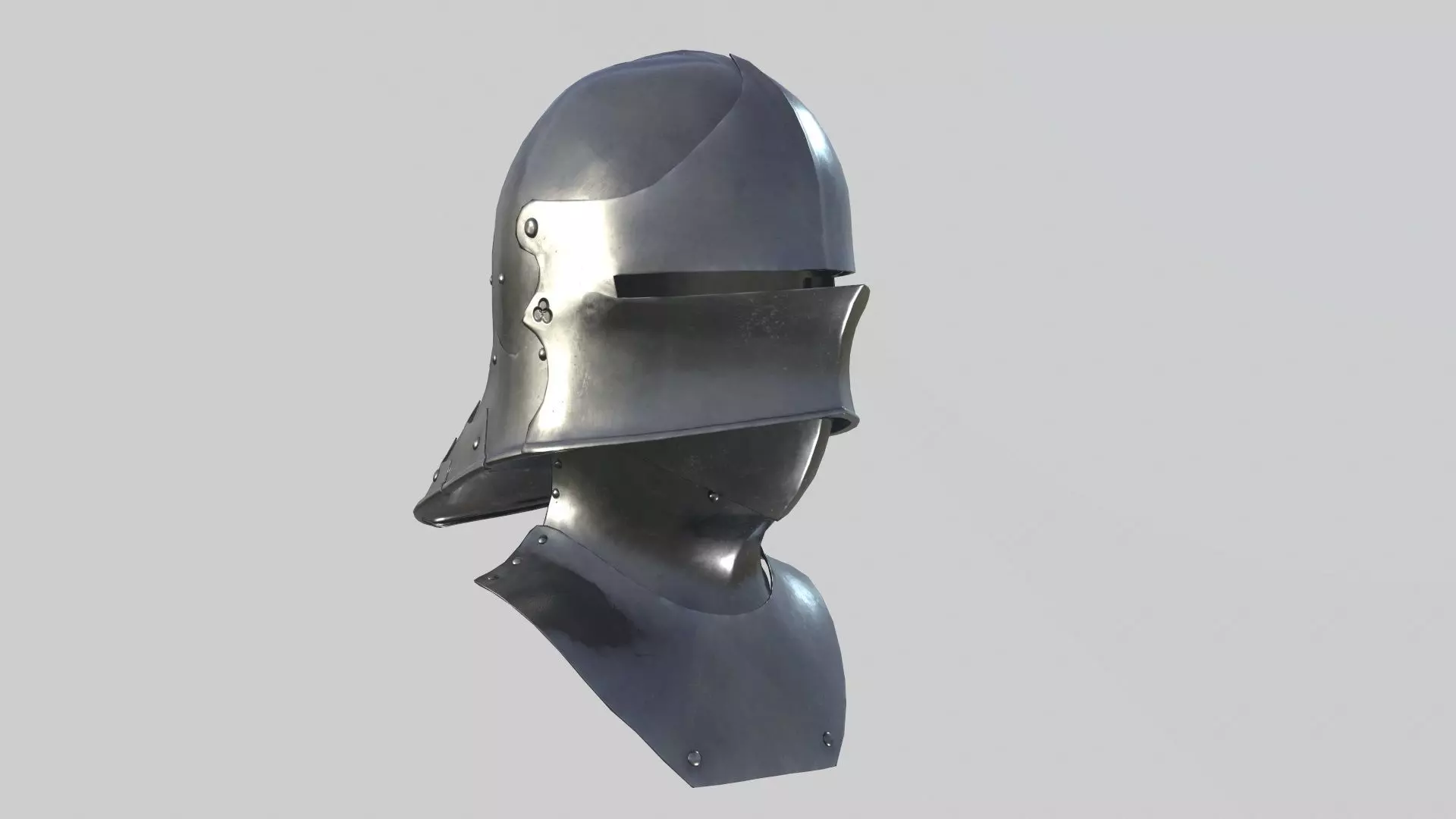 Medieval Sallet Helmet 02 Low-poly 3D model_1