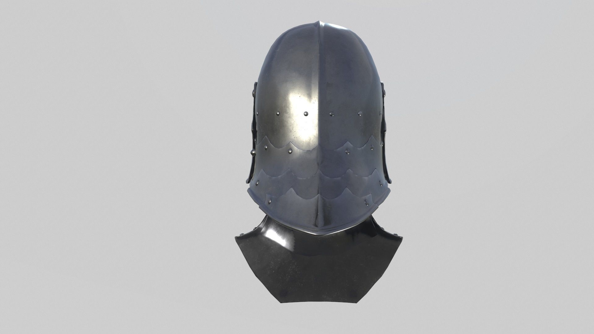 Medieval Sallet Helmet 02 Low-poly 3D model_9