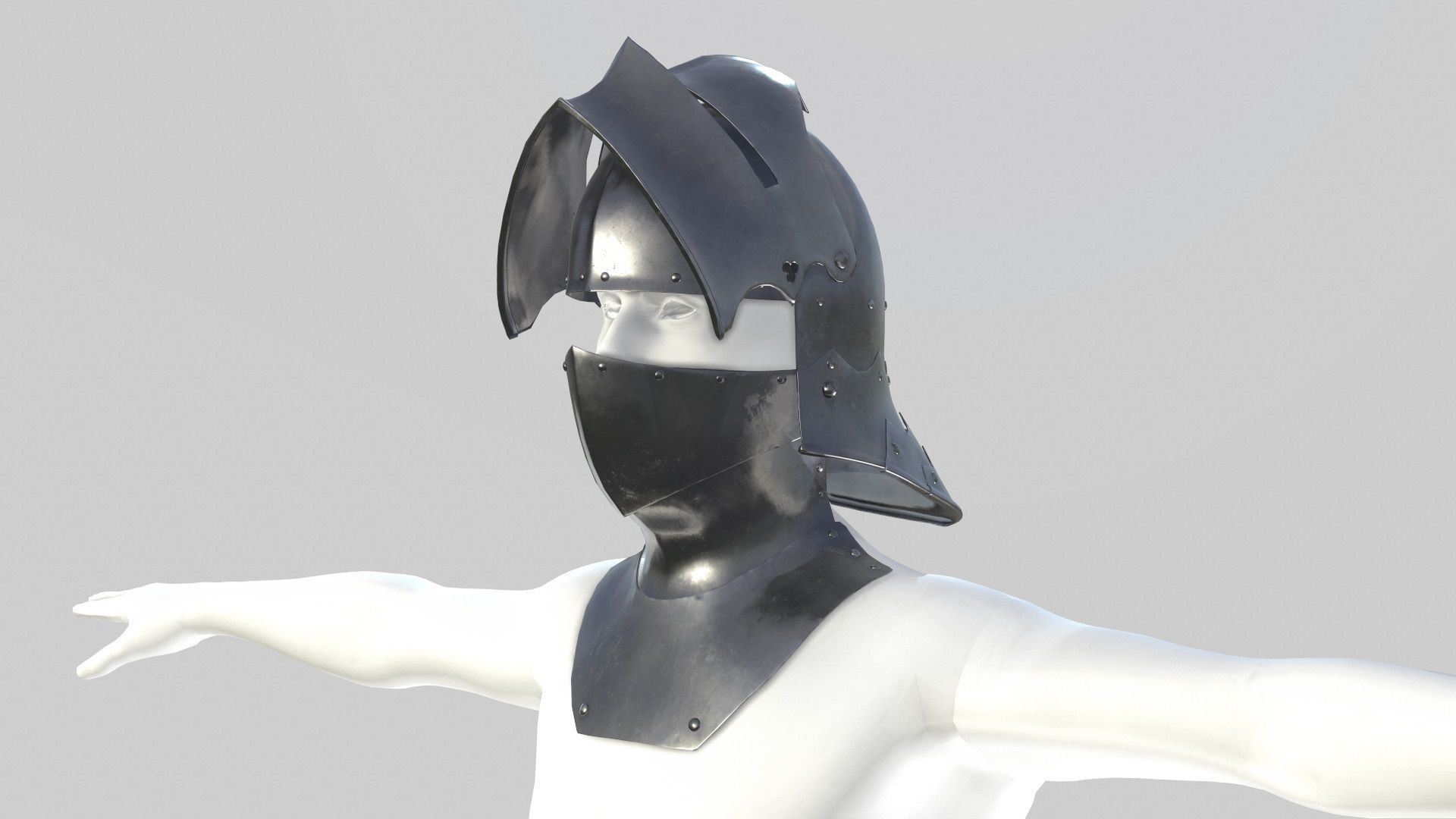 Medieval Sallet Helmet 02 Low-poly 3D model_14