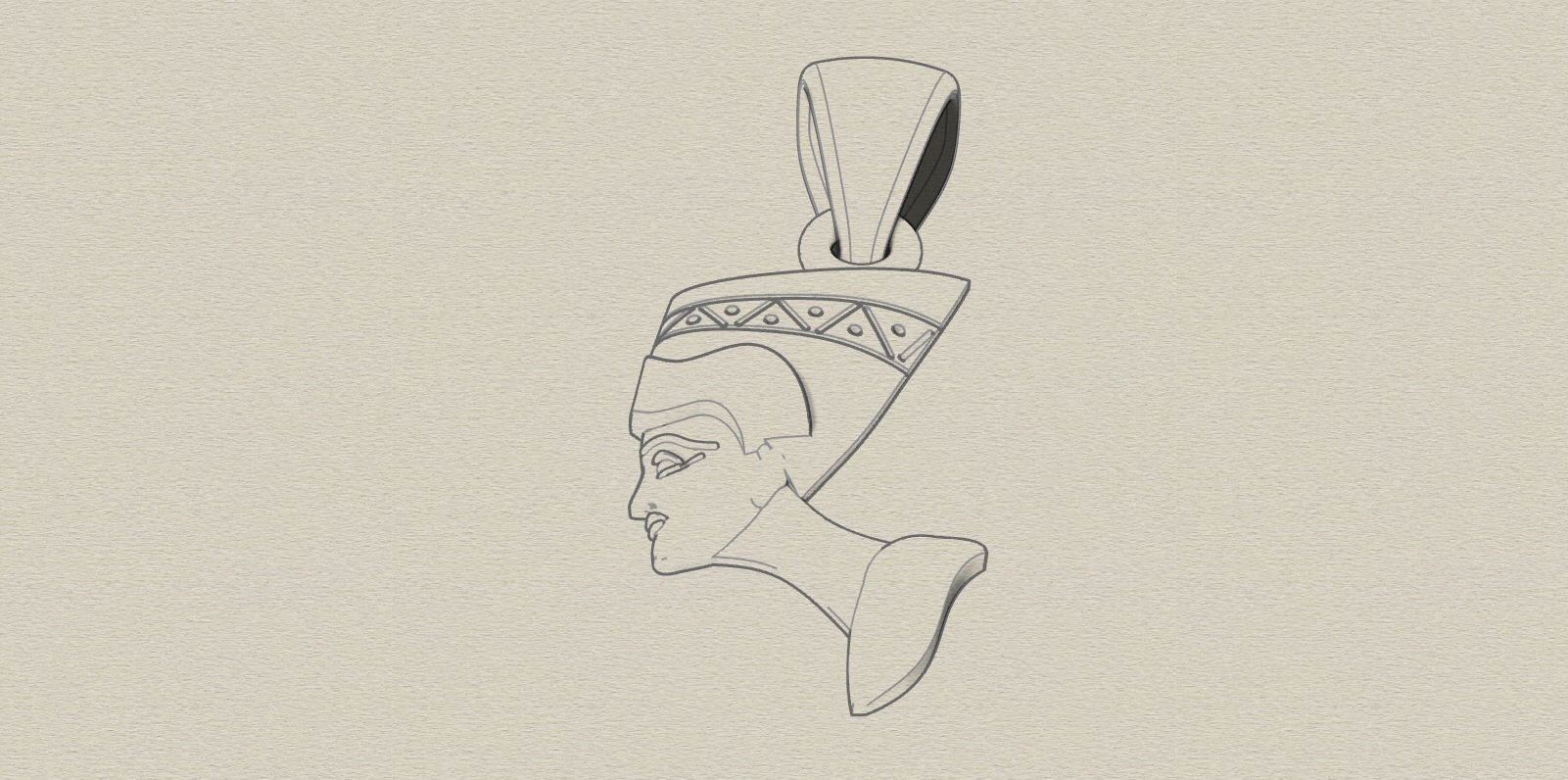 Nefertiti Egyptian Puffed Pendant Free 3D print model_3