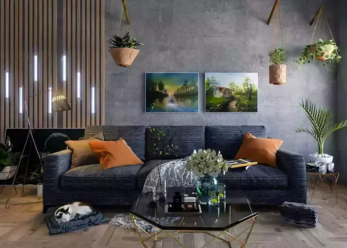 Interior realistic simple scene 