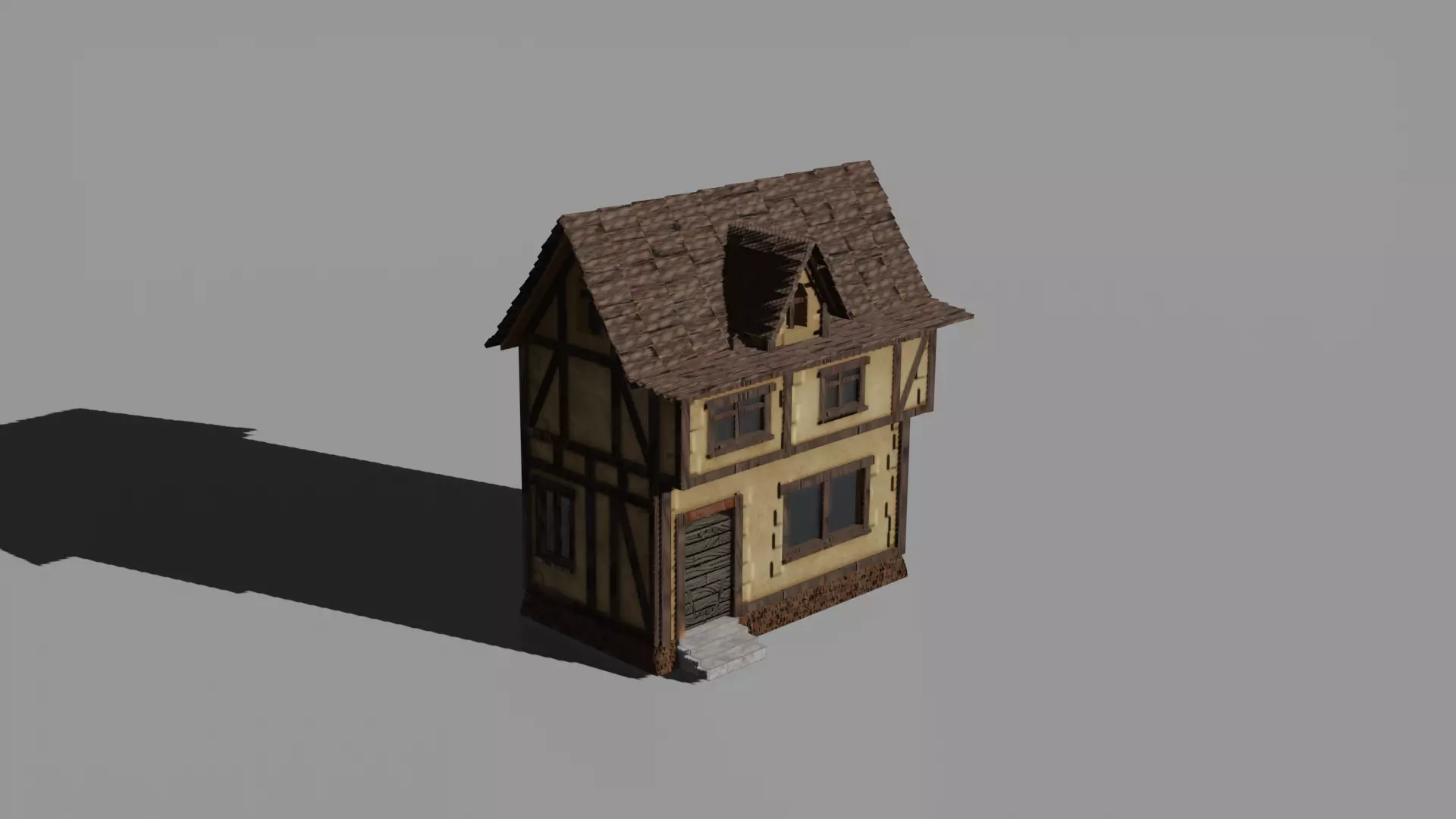 Medieval House Low-poly 3D model_0