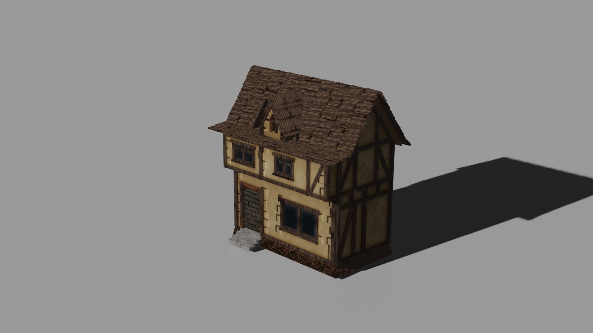 Medieval House Low-poly 3D model_1