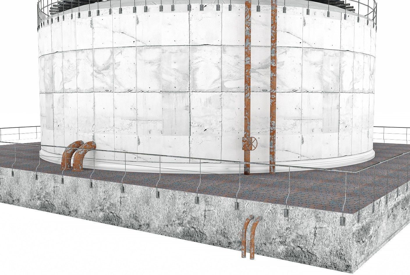 Huge Oil Tank Low-poly 3D model_1