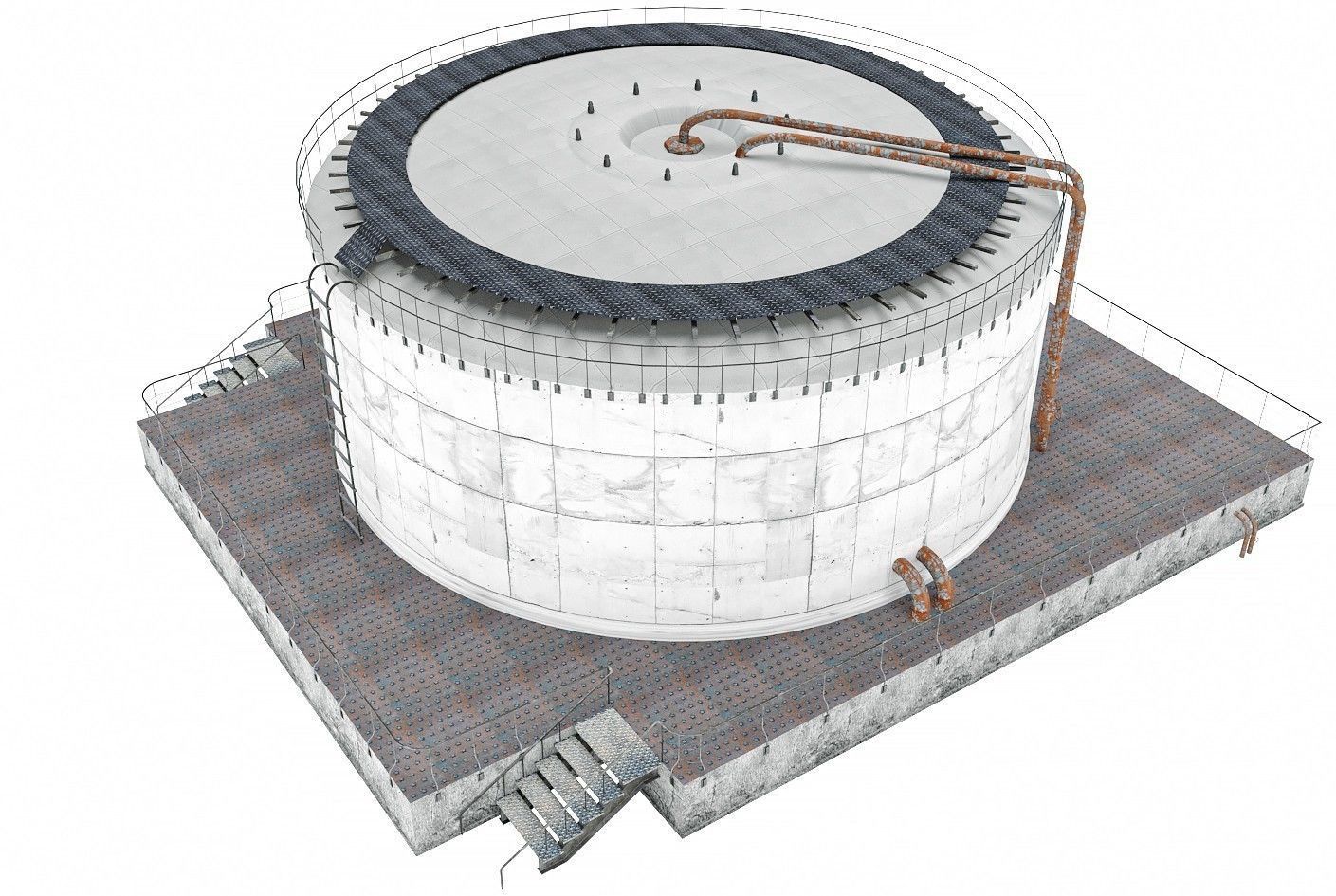Huge Oil Tank Low-poly 3D model_2