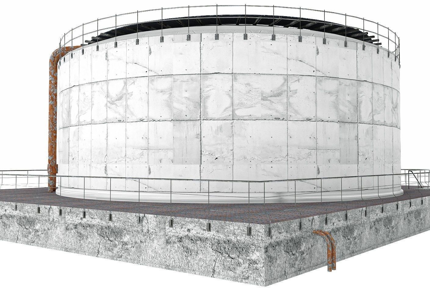 Huge Oil Tank Low-poly 3D model_5