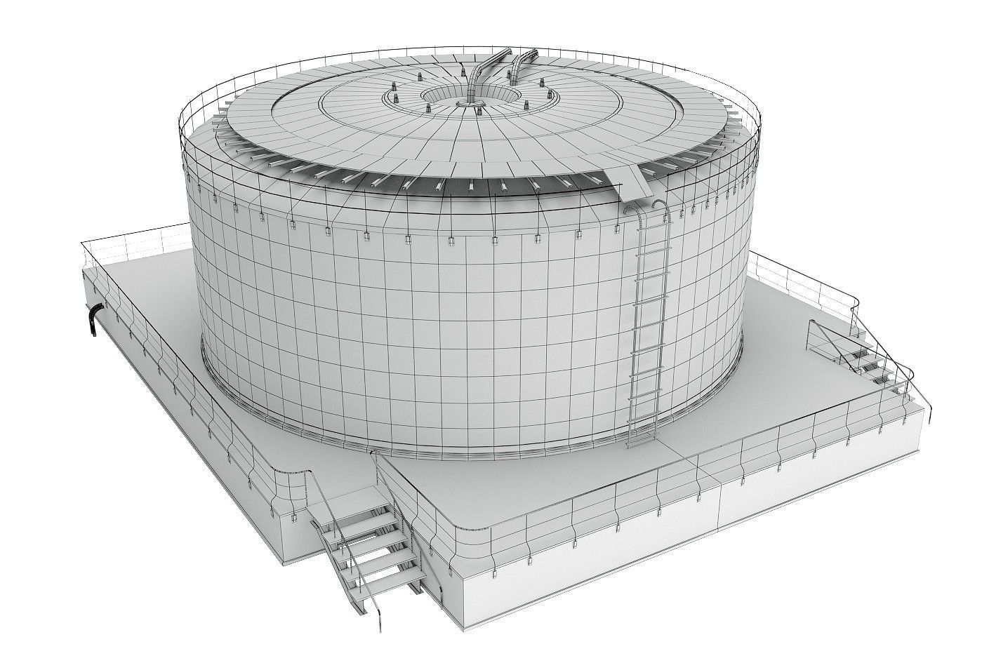 Huge Oil Tank Low-poly 3D model_6