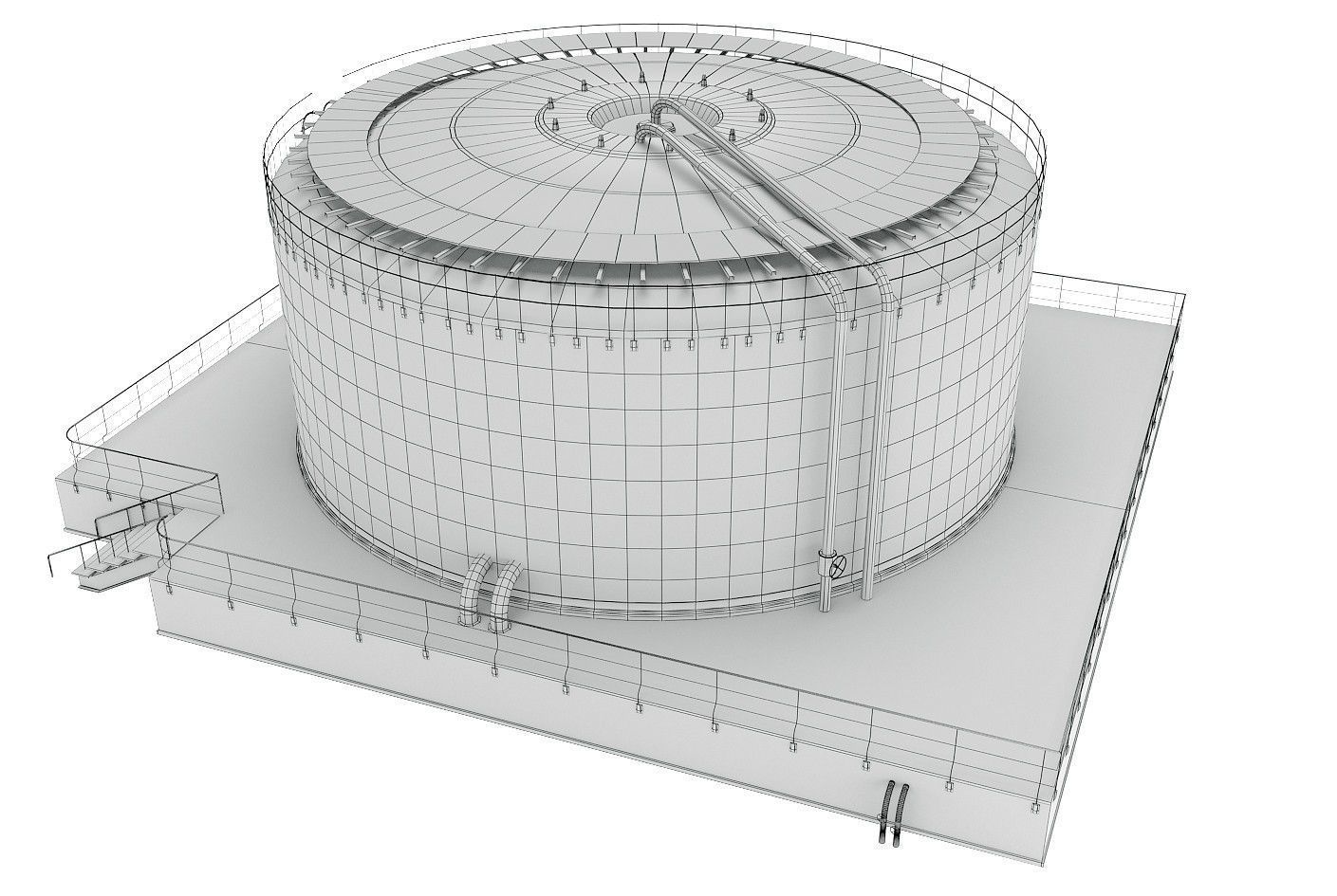 Huge Oil Tank Low-poly 3D model_7