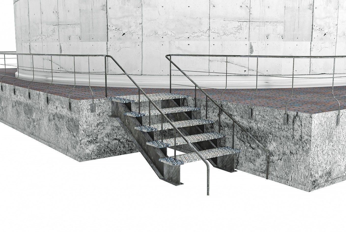 Huge Oil Tank Low-poly 3D model_4