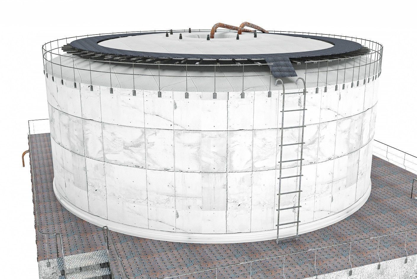Huge Oil Tank Low-poly 3D model_3