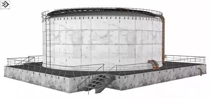 Huge Oil Tank Low-poly 3D model