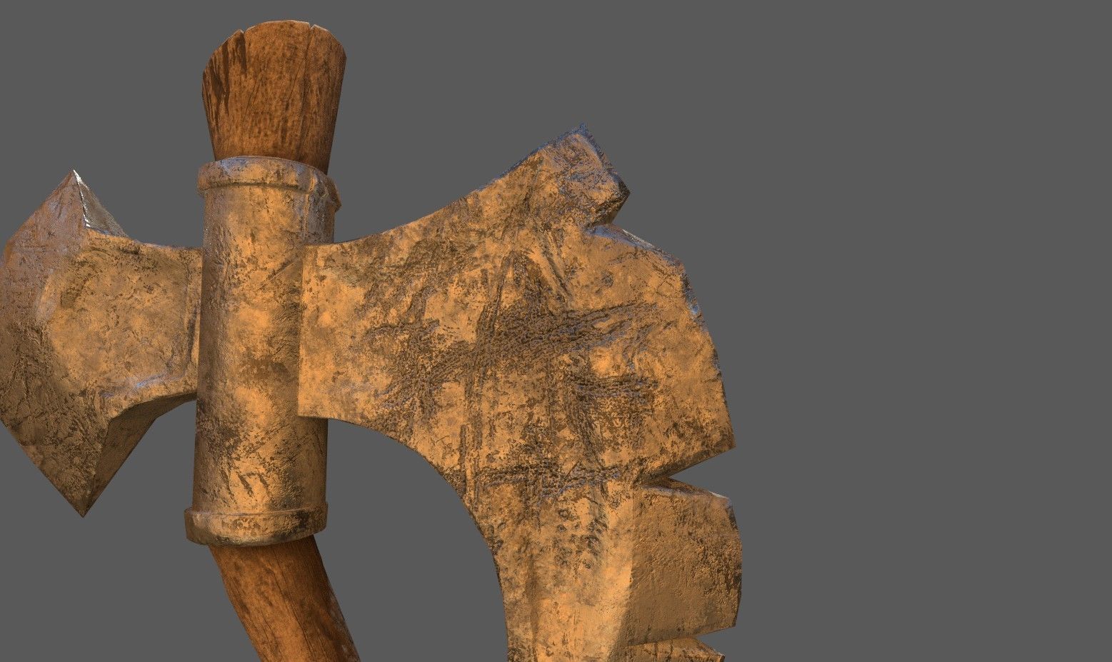 Game Ready Low Poly Very Detailed Fantasy Axe Asset PBR Baked Low-poly 3D model_10