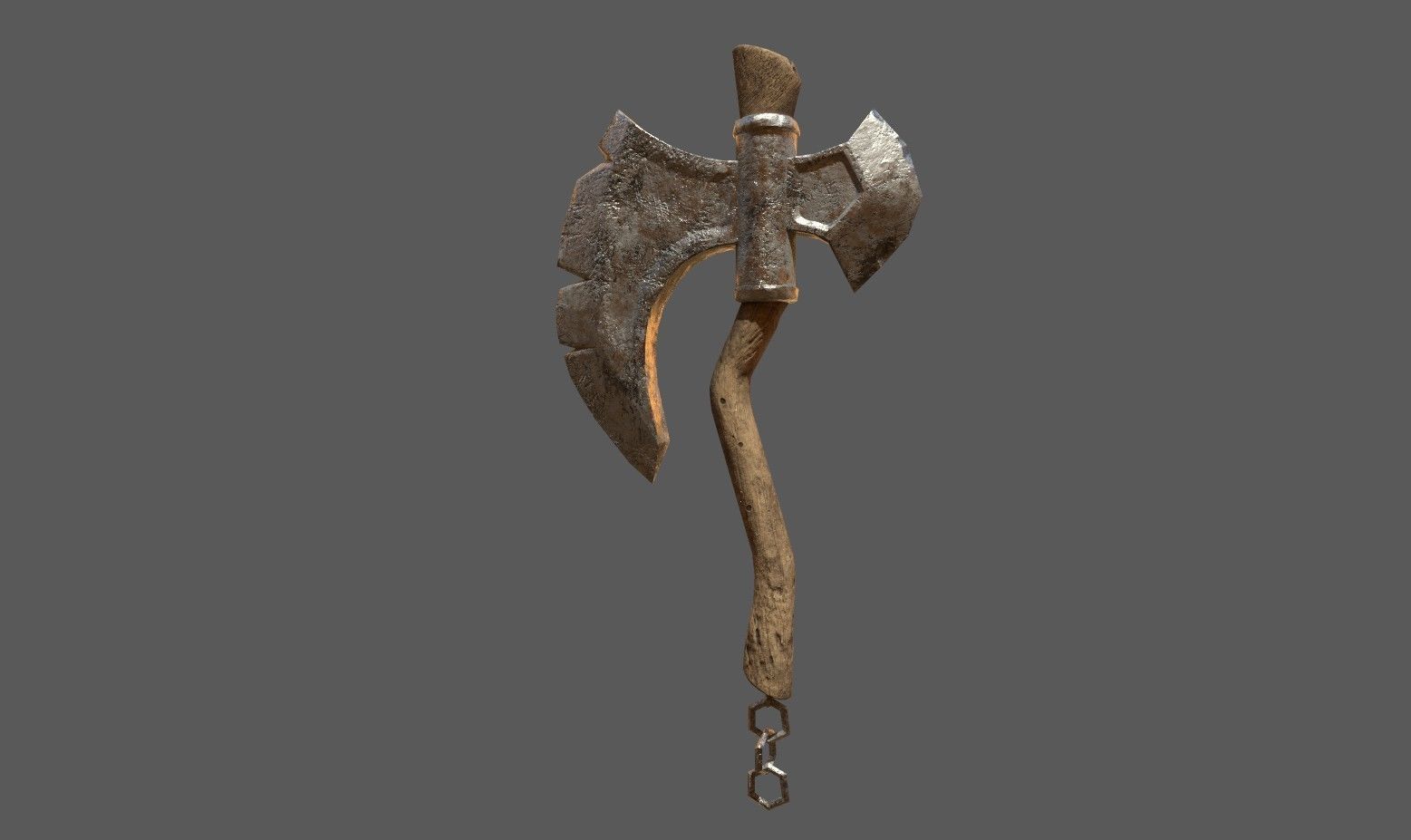 Game Ready Low Poly Very Detailed Fantasy Axe Asset PBR Baked Low-poly 3D model_4