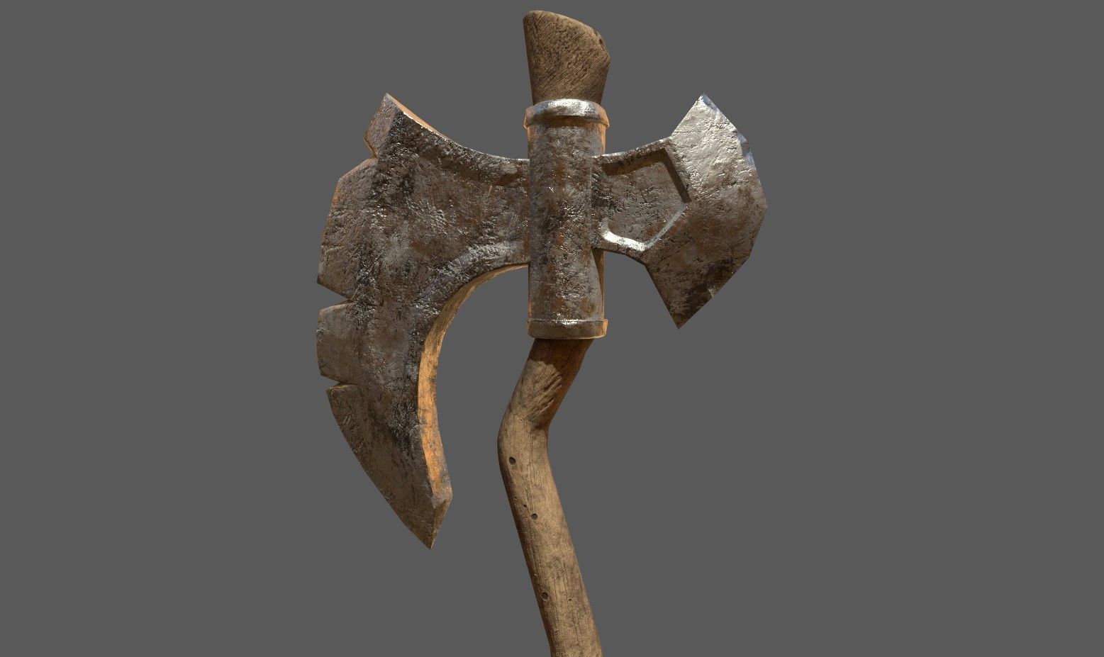 Game Ready Low Poly Very Detailed Fantasy Axe Asset PBR Baked Low-poly 3D model_7