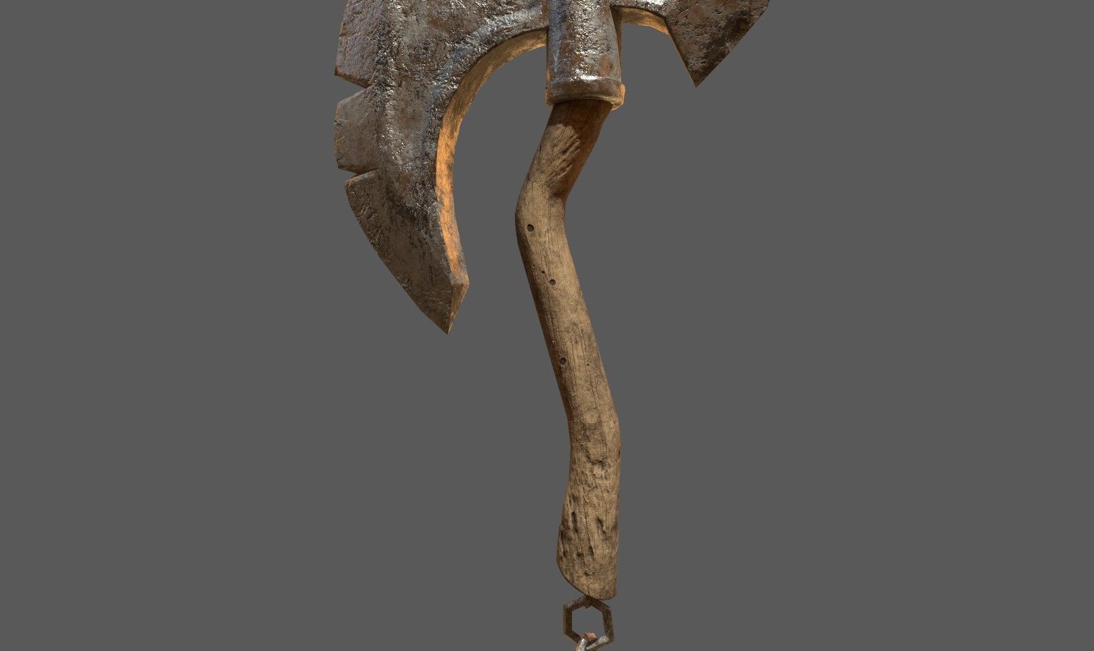 Game Ready Low Poly Very Detailed Fantasy Axe Asset PBR Baked Low-poly 3D model_8