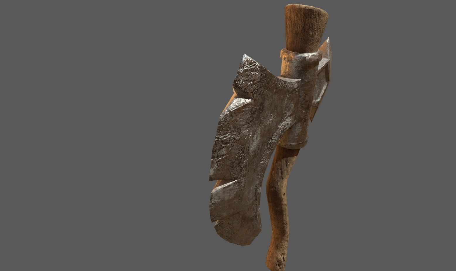 Game Ready Low Poly Very Detailed Fantasy Axe Asset PBR Baked Low-poly 3D model_11