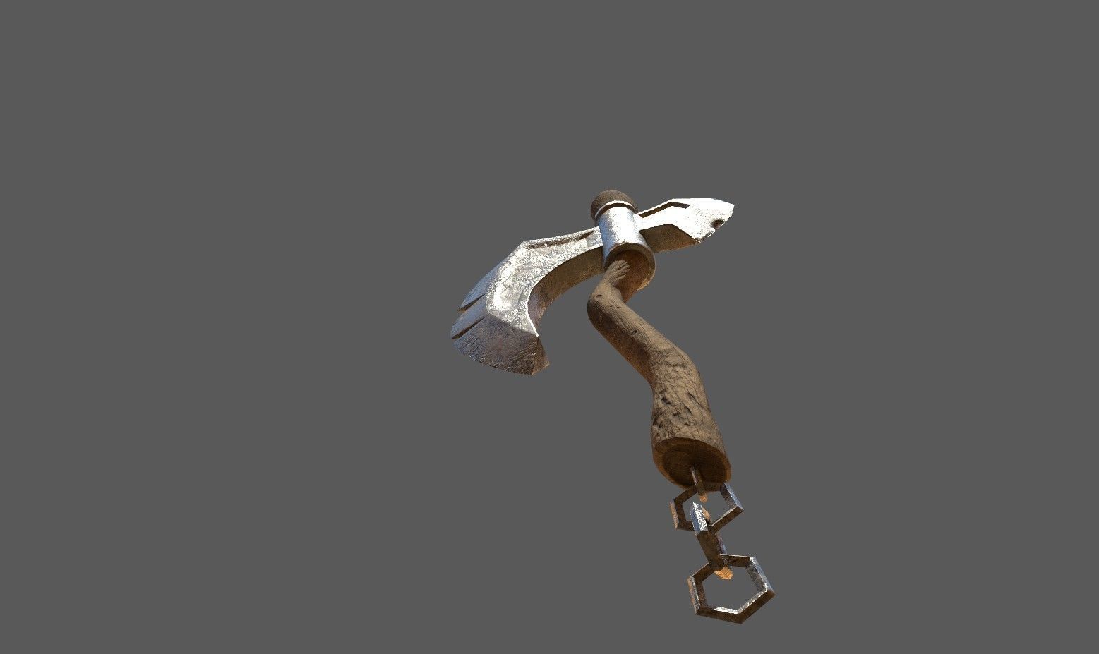 Game Ready Low Poly Very Detailed Fantasy Axe Asset PBR Baked Low-poly 3D model_3