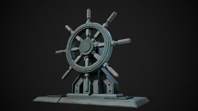 Stylized Ship Helm Low-poly 3D model