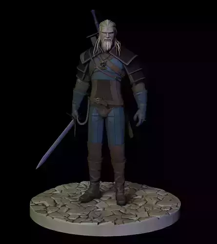 Stylized character from The Witcher 3 game PBR lowpoly gameready Low-poly 3D model