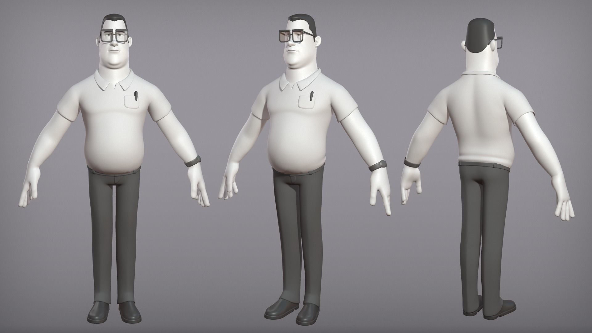 Male cartoon character Ben 3D model_2