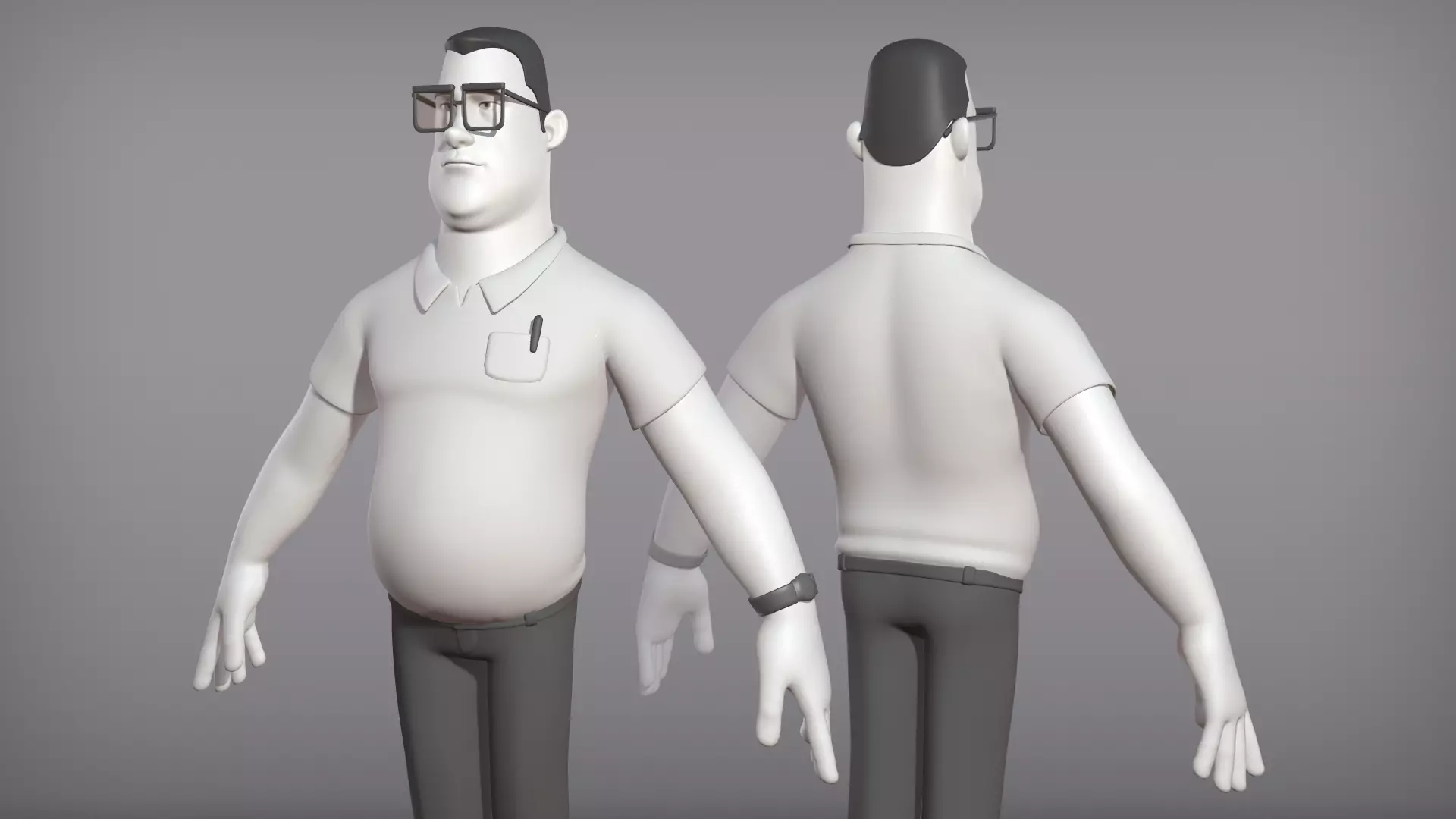 Male cartoon character Ben 3D model_0