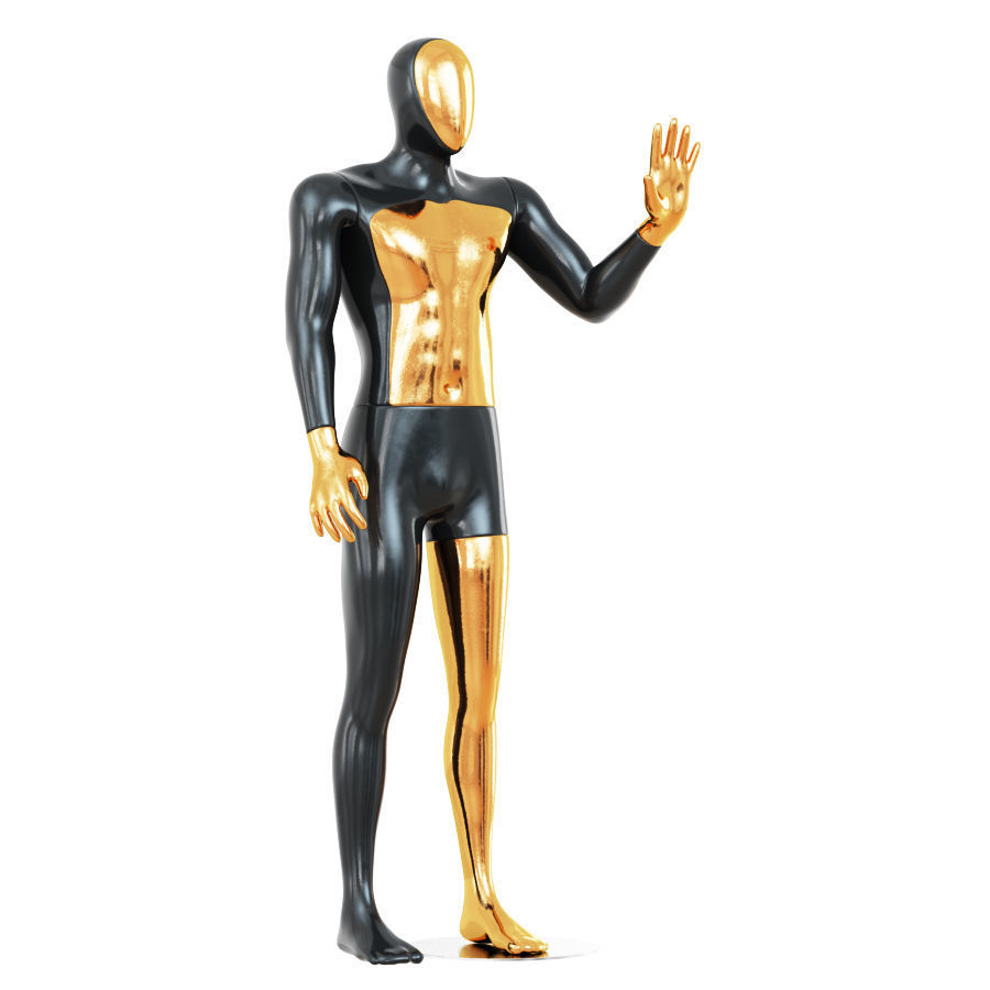 Faceless male mannequin with a gold face 53 3D model_1