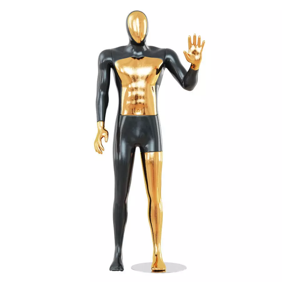 Faceless male mannequin with a gold face 53 3D model_0