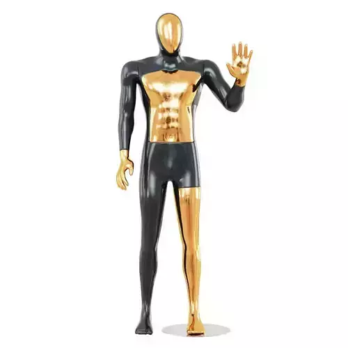 Faceless male mannequin with a gold face 53
