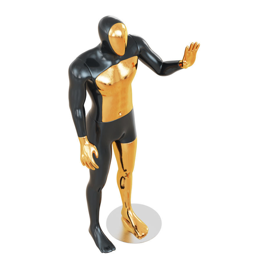 Faceless male mannequin with a gold face 53 3D model_3